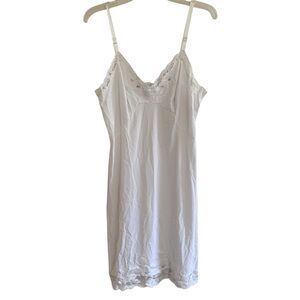 VTG Shadow Line White Lace Nightgown Mini Dress Spaghetti Straps Sweetheart 36